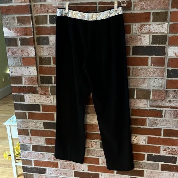 LARRY LEVINE Black & Silver Sequin Tailored Relaxed Fit Trouser Pants Sz 8 NWOT - Picture 9 of 9